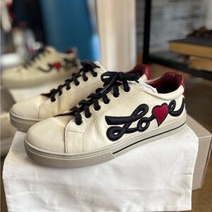 Brighton Cream and Black Sneakers with Red Heart